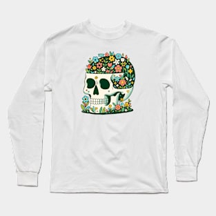 Skull Flower Garden Long Sleeve T-Shirt